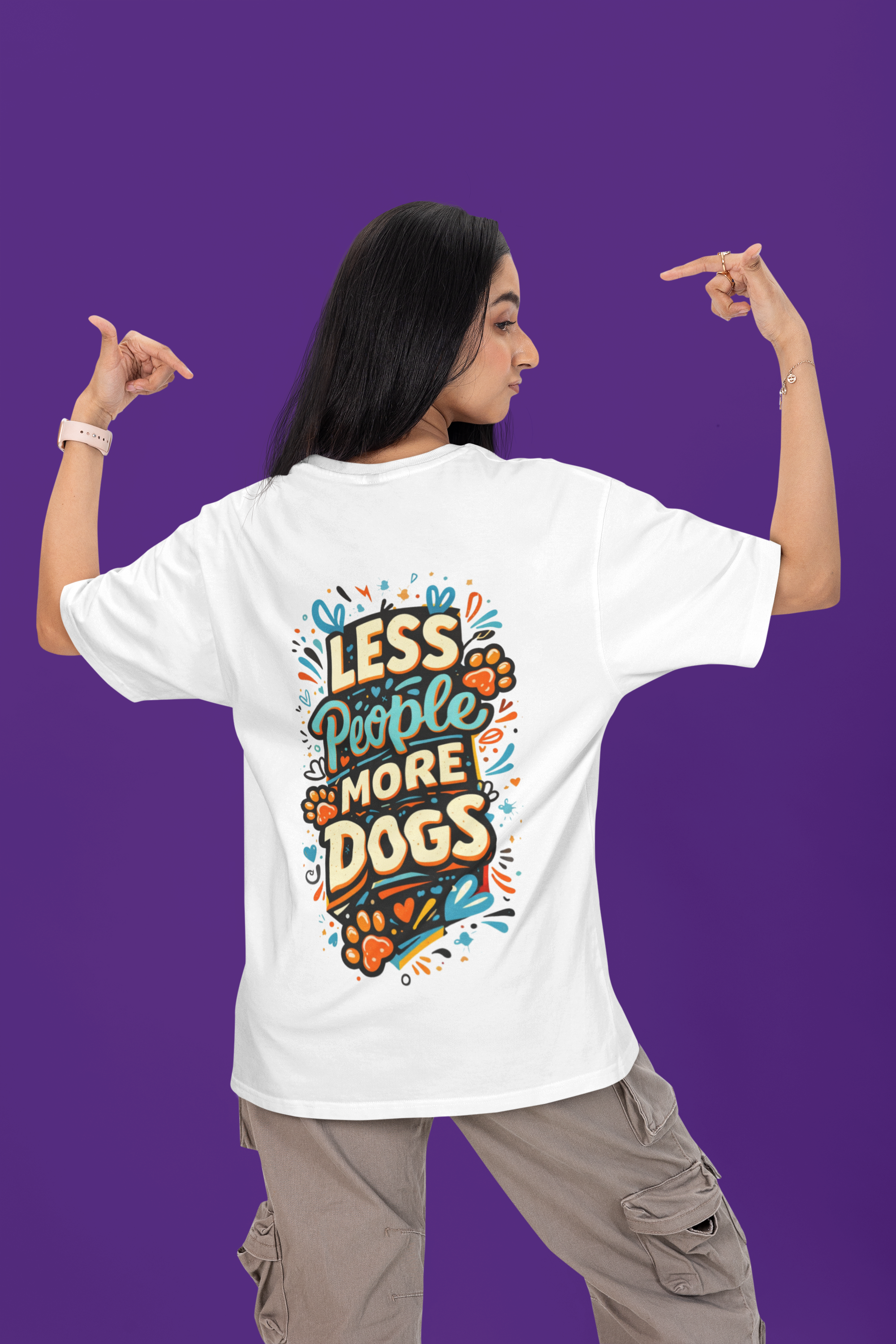 Less People More Dogs – Oversized Classic Statement T-Shirt